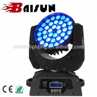 China club disco dj bar stage lighting baisun brand moving head wash zoom rgbw 36*10w 4 in 1 moving head light wash zoom for sale