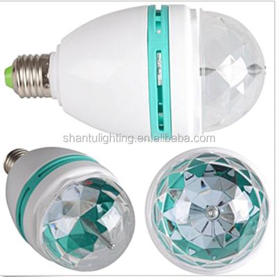 China Save 80% Power Baisun Brand E27 3W LED Light Bulb RGB Lamp Portable Full Color Rotating LED Light Bulbs Magic Ball for sale