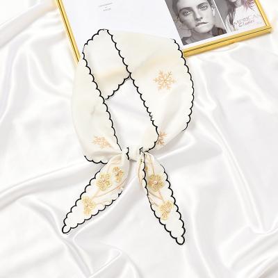 China Hot Decoration Women's Parasol Hot Decoration Silk Parasol Scarf Small Long With Embroidery Printing Handle Bag Ribbons Brand Fashion Head Scarf Long Skinny Scarves for sale