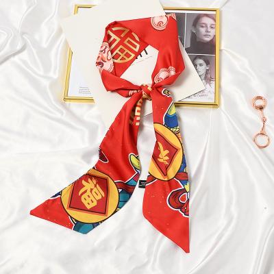 China Wholesale Hot Direct Hot Narrow Pattern Silk Handbag Silk Handbag Parrot Satin Scarf New Year Parasol Decoration Factory Wholesale Bundled Parasol Decoration Scarf for sale