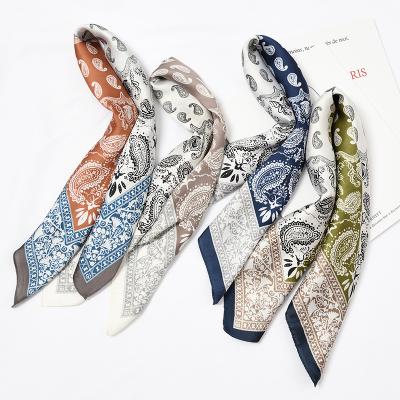 China 60*60cm Customized Decoration Hot Decoration Parasol Low MOQ Big Parasol Pieces Hot Cashew Customized Polyester Square Women's Digital Printed Satin Silk Scarf For Ladies for sale