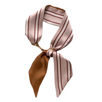 China Hot Wholesale Hot Korean Style Small Collarbone Scarf Sunshade Decoration Sunshade Decoration Scarves With Satin Stripes Digital Printing Bags Designed For Women's Scarves for sale