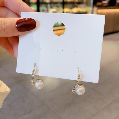 China S925 Retro Design Pearl 2021 Trendy Trendy Silver Pin Dangle Drop Earrings Micro Boho Female Inlaid Jewelry Wholesale for sale