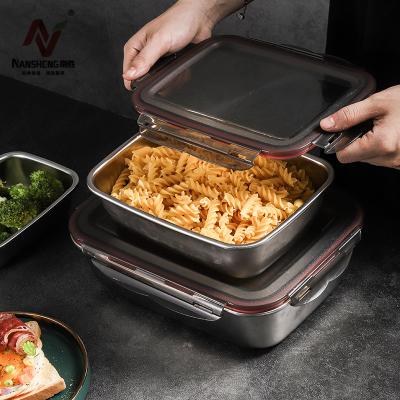 China Freshness Keeping Amazon Hit Rectangle Tiffin Box Stainless Steel Food Storage Container Stackable Airtight Set for sale