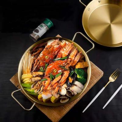 China Restaurant CLASSIC Commercial Equipment Stainless Steel Seafood Paella Pan For Cooking Nonstick Frying Pan Set for sale