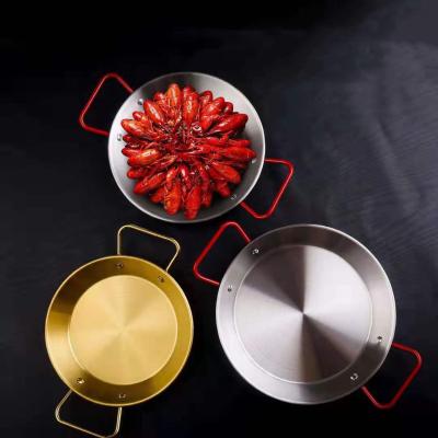 China Wholesale Viable Spanish Seafood Pasta Paella Pan 20cm Stainless Steel Pan Cooking Set for sale