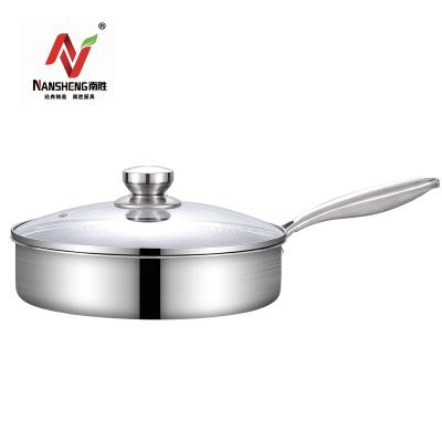 China Stocked Cooking Triple Wok 304 Stainless Steel Honeycomb Frying Pan Non-Stick Frying Pan With Glass Cover for sale