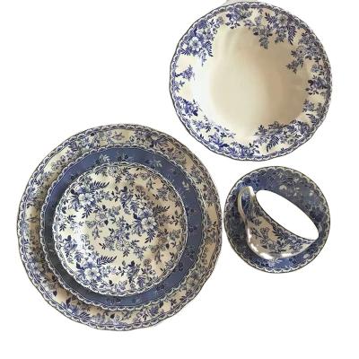 China Blue And White Ceramic Tableware Viable For Dinner Plate For Wedding Party Or Decoration Room Hotel Birthday for sale