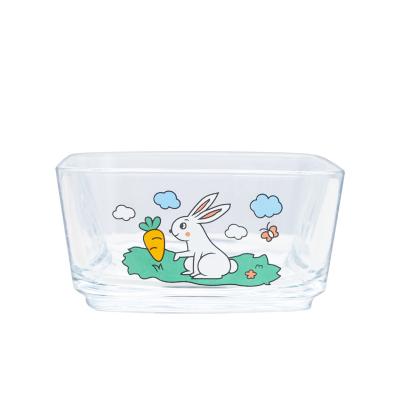 China Rabbit Rabbit Radish Fruit Salad Viable Japanese Creative Glass Bowl Tableware Cute Square Bowl for sale