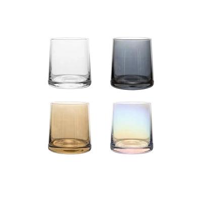 China Viable High Quality Swollen Mouth Glassware Drinking Water Colored Glass Tumbler Whiskey Glass for sale