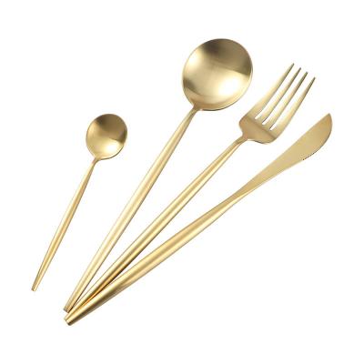 China Viable European Western Style Cutlery Gold Portugese 304 Stainless Steel Cutlery And Spoon Set for sale