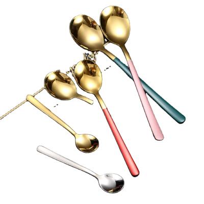 China Viable 304 Stainless Steel Korean Tableware Thickened Creative Dessert Stirring Ice Cream Spoon For Home Eating Cute Spoon for sale