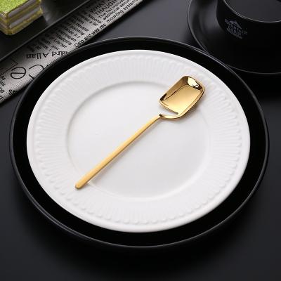 China Viable European Style Simple Coffee Stirring Spoon Dessert Fork Stainless Steel Cutlery Set for sale