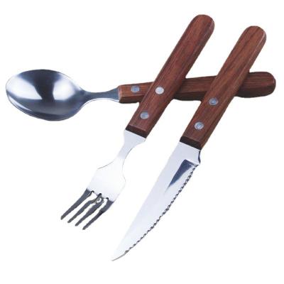 China Cheap Price Sustainable Use Grill Wood Handle Cutlery Set In Stock for sale