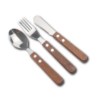 China Sustainable Stainless Steel Cutlery With Wooden Handle Flatware Sets Minister Knife Spoon Fork for sale