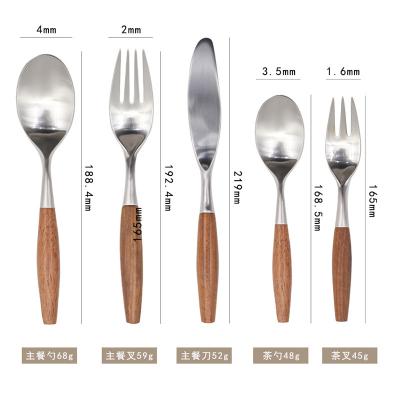 China Life Sustainable Unique Combo Dinner Knife Fork Spoon Design Stainless Steel With Wooden Handles for sale