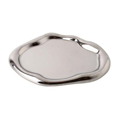 China Simple creative storage tray simple creative storage China Central Institute of Statistics dessert jewelry dessert decoration tray light luxury silver ceramic ornaments for sale