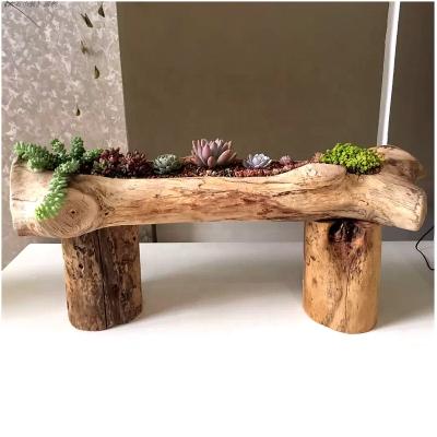 China Modern Natural Wooden Stump Meat Outdoor Design Flower Pot Accessories Planter Planter Solid Wood Box for sale