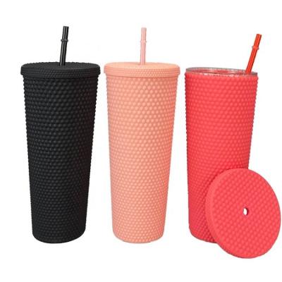 China Contemporary Product Ideas 2021 New Plastic Water Cup Tumbler Matte Studded Tumbler Cup for sale