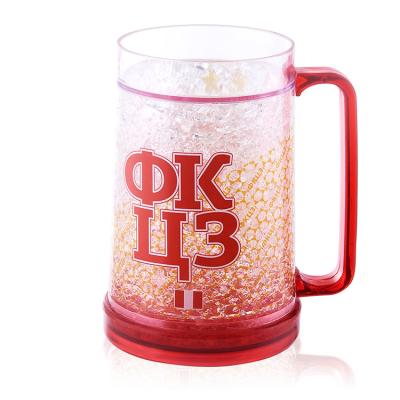 China 16oz Customized Viable Customized Logo 16oz Cold Storage Beer Mug Wall Freezer Cup Freezer Ice Cups for sale