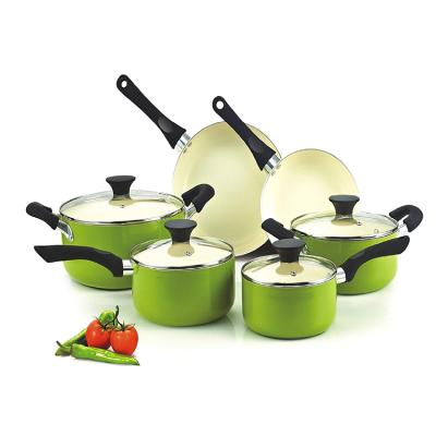 China Sustainable Cook Hapy Home Nonstick Ceramic Liner 10-Piece Cookware Set for sale