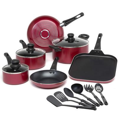 China Viable Hot Red Non-Stick Dishwasher Safe Oven Safe Cookware 15-Piece Set in All Ways for sale