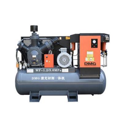 China 1.2 m3/min 30 Bar High Pressure 11 Kw 15 HP Lubricated Piston Laser Cutting Air Compressor for sale