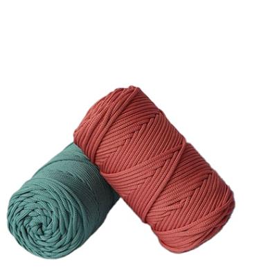 China Silky Smooth Multicolor Cotton Rope Hollow Braided Polyesters Yarn 6Mm Cotton Rope for sale