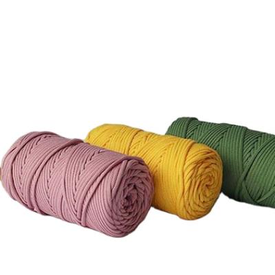 China 4Mm 3Ply Cotton Rope Solid Color Cotton Yarn Cotton Rope Silky Smooth Smooth Hollow Ball for sale