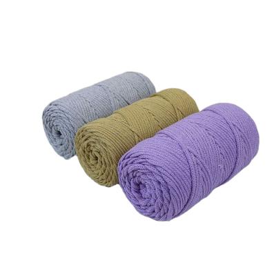 China No Elasticity Braided Cavity Filled Cotton Rope Macrame Braided Yarn Rainbow Rope for sale