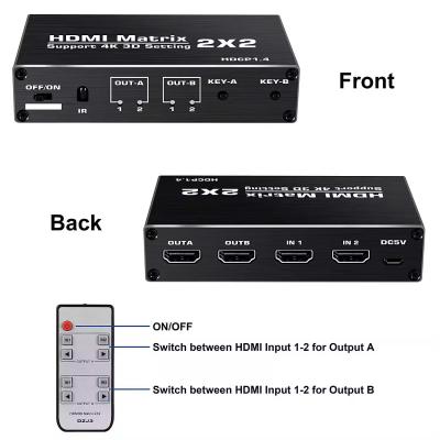 중국 EDID 지원 70 미터 IR HDBaseT 4X4 HDMI 매트릭스 스위처 IR 원격 제어 판매용