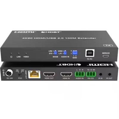 China 4K USB 2.0 HDBaseT Extender over LAN HDBaseT PoC Single Cat5e/6a/7 Cable, Max 100m for sale