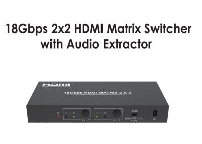 China Type A 18Gbps 2x2 HDMI Matrijsswitcher met Audiotrekker Te koop