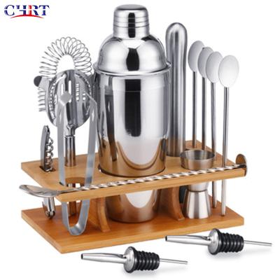 China Promotional CHRT Amazon Viable Bartender Kit And Bar Tool Set 304 Stainless Steel Jigger Plated Cocktail Shaker Making Set for sale