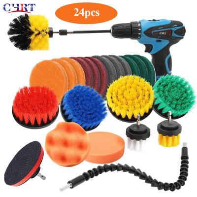 China CHRT 22 Piece Kitchen Bathroom Wire Cleaner Electric Nylon Drill Sweep Cleaning Tool Cleaning Sweep With Extend Long Attachment for sale