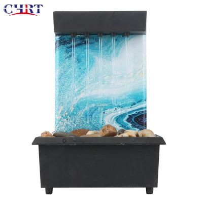 China Hot Sale Square Indoor Meditation Fountain Stocked Ambient Unique Decoration Led Lighting Waterfall Table Ornament for sale