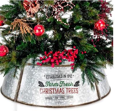 China Chirstmas Decor CHRT Home Decorates Metal Christmas Tree Skirt Christmas Tree Basket Galvanized Stand Collar For Artificial Tree Covers for sale