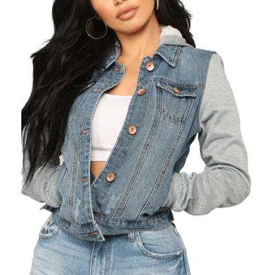 China Factory wholesale Anti-wrinkle denim hooded jacket with long sleeves winter jacket women plus size jackets for sale