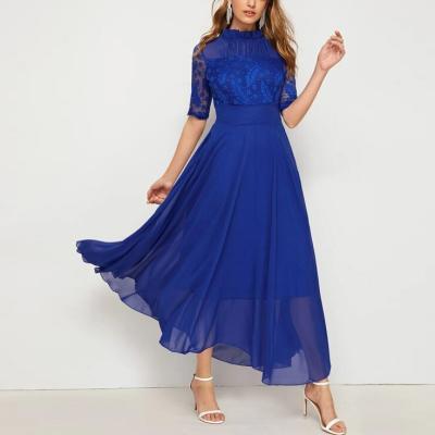 China Anti-Static Anti-Static New Navy Blue Bridesmaid Rutched Knitwear TransparentA Line Dress Beautiful Designs Maxis 2021 for sale