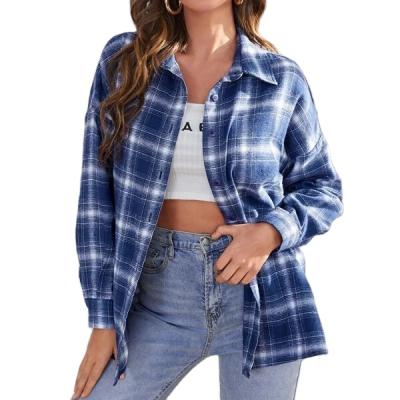 China Wholesale price new best quality custom women's anti-pilling anti-pilling 2021 drop shoulder plaid blouse for sale