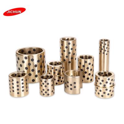 China Abrasion resistance / long life / no oil lubrication /noise reduction self lubricating bronze shoulder guide bushings with graphite plugs for sale