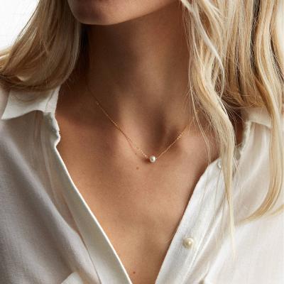 China Women CLASSIC Chic Simulate-pearl Choker Necklace Gold Necklaces Stainless Steel Necklace Fashion Pendant Jewelry for sale