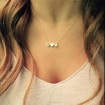 China 2020 fashion casual/sporty necklace 26 English alphabet necklace clavicle chain female wild love clavicle chain for women for sale