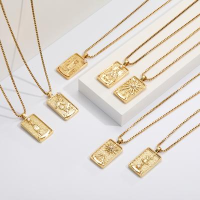 China FASHIONABLE Custom Zodiac Sign Tarot Card Necklace Women 18k Gold Plated Stainless Steel Chains Diy Accessories For Jewelry Necklace for sale