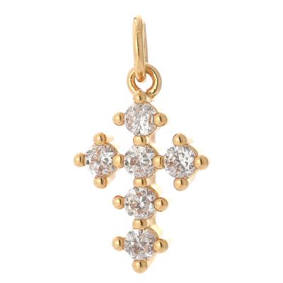 China Christian Necklace Pendant Hot Sale 14k Gold Plating Environmental Copper Zircon Jewelry Fashion Cross Pendant for sale