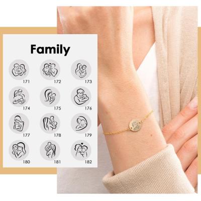 China Fashion Design Jewelry Woman 316l Stainless Steel Environmental Friendly Adjustable Chain Gold Plated Bracelet Charm Family Bracelet Jewelry for sale