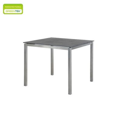 China Simple durable fashion stainless steel stone painting glass square painting leisure coffee table dining table swimming pool hotel furniture for sale