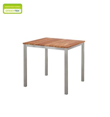 China Teak Plank Leisure Dining Table Coffee Table Hotel Villa Project Durable Horizontal Stainless Steel Outdoor Furniture for sale