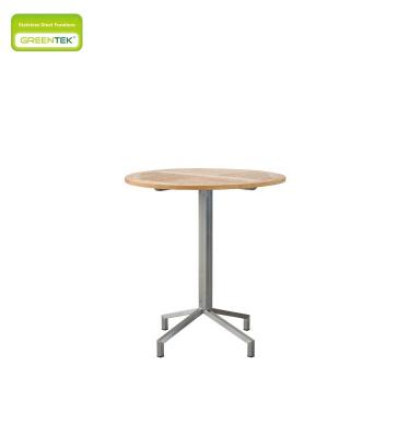 China Teak Eco-friendly Quadruped Panel Round Stainless Steel Coffee Table Leisure Coffee Table Hotel Furniture Garden Furniture for sale