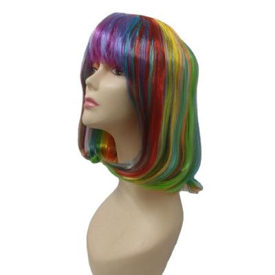 China Other Wigs Woman Seven Color Holiday Fashion Party Wigs Air Bangs Short Hair Fiber Cosplay Wig for sale